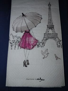 Set of 4 guest paper napkins "Sketching a Parisian Memory"